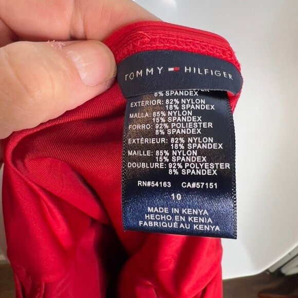 Tommy Hilfiger One Piece Ribbed Halter Neck Swimuit Scarlet Size 10 - Picture 8 of 9